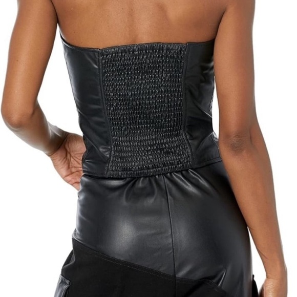 Romeo Hunte x The Drop Women's Black Faux Leather Corset NWT size L - Picture 3 of 7
